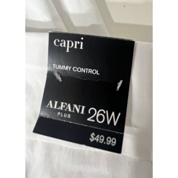 Alfani Plus Size Tummy-Control Capri Pants, Bright White - Picture 7 of 10